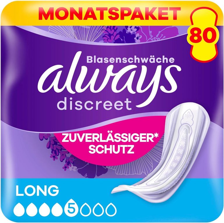 Always Discreet Inkontinenzeinlagen für Frauen Long 80 Stück Rundumschutz Unglaubliche Diskretion16.97€ statt 32.99€➡️ https://www.amazon.de/dp/B07HKDFVZL/?tag=preisfehlerheute-21