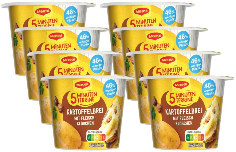 MAGGI 5 Minuten Terrine Kartoffelbrei: Fleischklößchen, leckeres Fertiggericht mit Rindfleisch, Instant Kartoffel-Püree, Kartoffel-Snack, 8er Pack (8 x 46g)6.73€ ➡️ https://www.amazon.de/dp/B01LYCZ2TN/?tag=preisfehlerheute-21