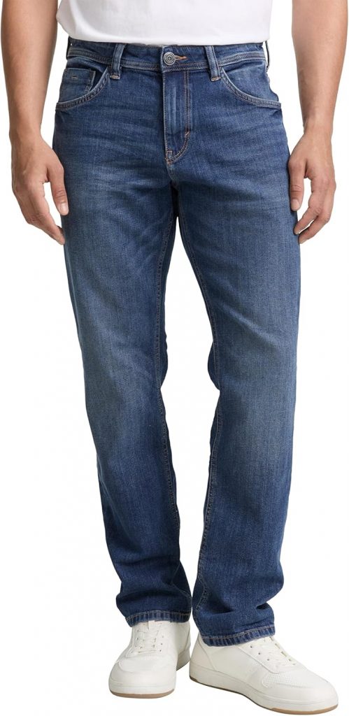 TOM TAILOR Herren Marvin Straight Jeans, 10119 – Used Mid Stone Blue Denim, 33/