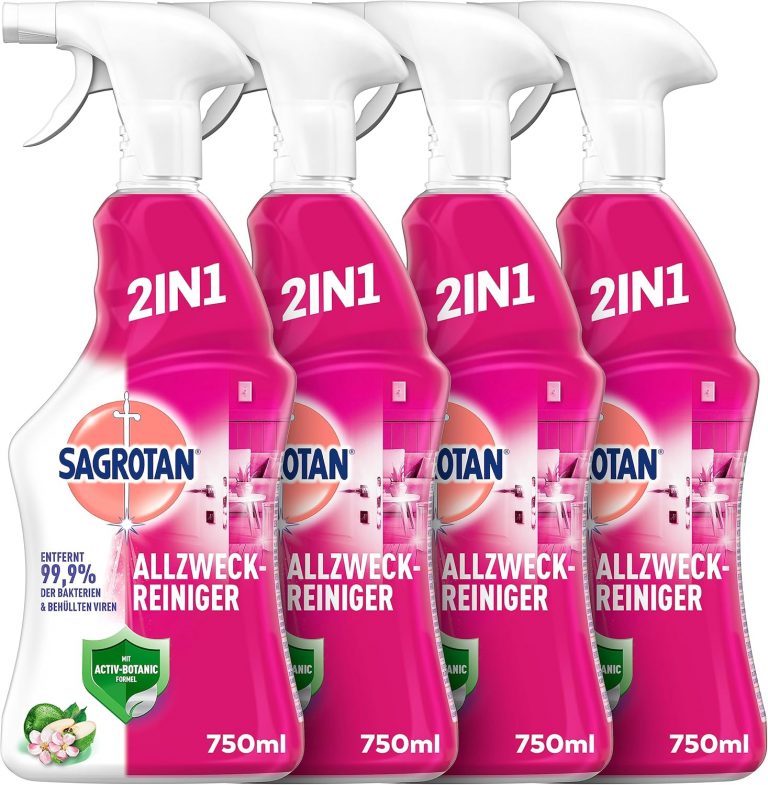 Sagrotan Allzweck-Reiniger Blütenfrische & Grüner Apfel – 2in1 Desinfektionsreiniger für die zuverlässige Reinigung von Oberflächen – 4 x 750 ml Sprühflasche8.72€ statt 13.96€➡️ https://www.amazon.de/dp/B09CTWRDBG/?tag=preisfehlerheute-21