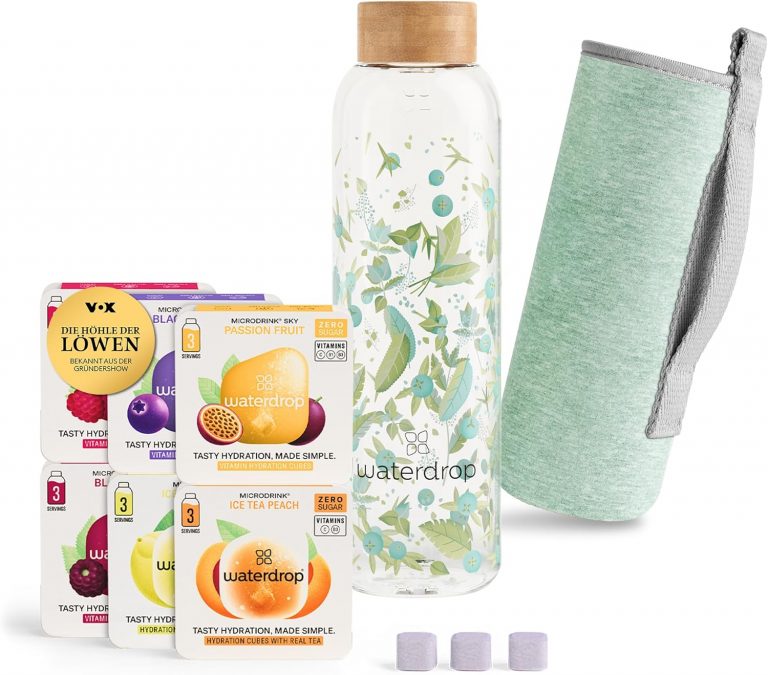 waterdrop® Flasche aus Glas 600ml inkl. 18 zuckerfreie Drops - Geschenk für Frauen - Probierpaket mit Wasserflasche, Flavor Drops & Vitaminen - auslaufsichere Trinkflasche & Kohlensäure geeignet29,90€ statt 37,90€➡️ https://www.amazon.de/dp/B0BQ7M14ZC/?tag=preisfehlerheute-21