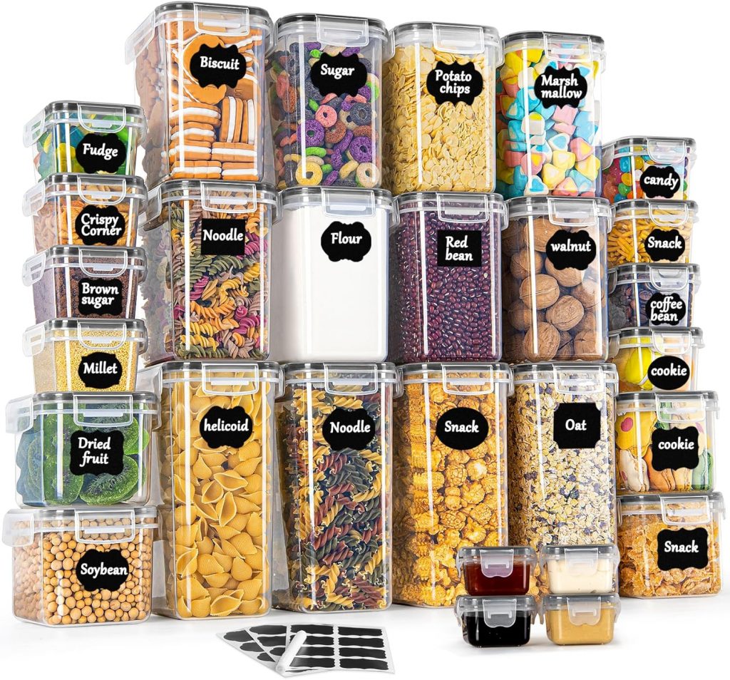 GoMaihe Vorratsdosen 28 Set, Aufbewahrungsbox Küche Organizer, Luftdicht Vorratsbehälter Plastik mit Deckel, Vorratsdose für Müsli Mehl Kaffeebohnen Cornflakes Aufbewahrung, 2L 1.4L 0.8L 0.32L 0.06L21.03€ ➡️ https://www.amazon.de/dp/B0CB37J95N/?tag=preisfehlerheute-21