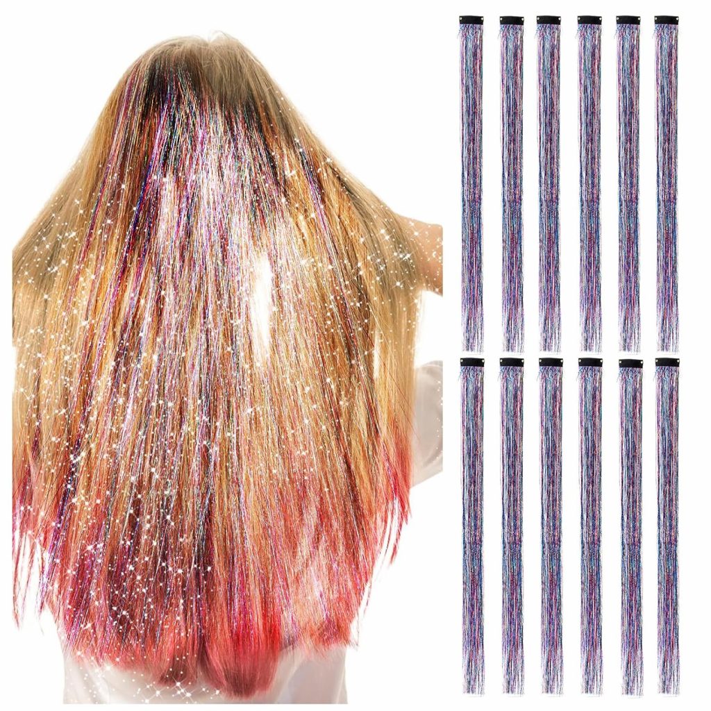 12 Stück Haarsträhne Glitzer Strähnen Haare Hochglitzernde Draht Haarverlängerungen für Mädchen Hitzebeständiges Haarlammetta Buntes Tinsel Haare Extension 9 Zoll Haarsträhnen zum Einklipsen2.18€ ➡️ https://www.amazon.de/dp/B0DJ35R92Q/?tag=preisfehlerheute-21