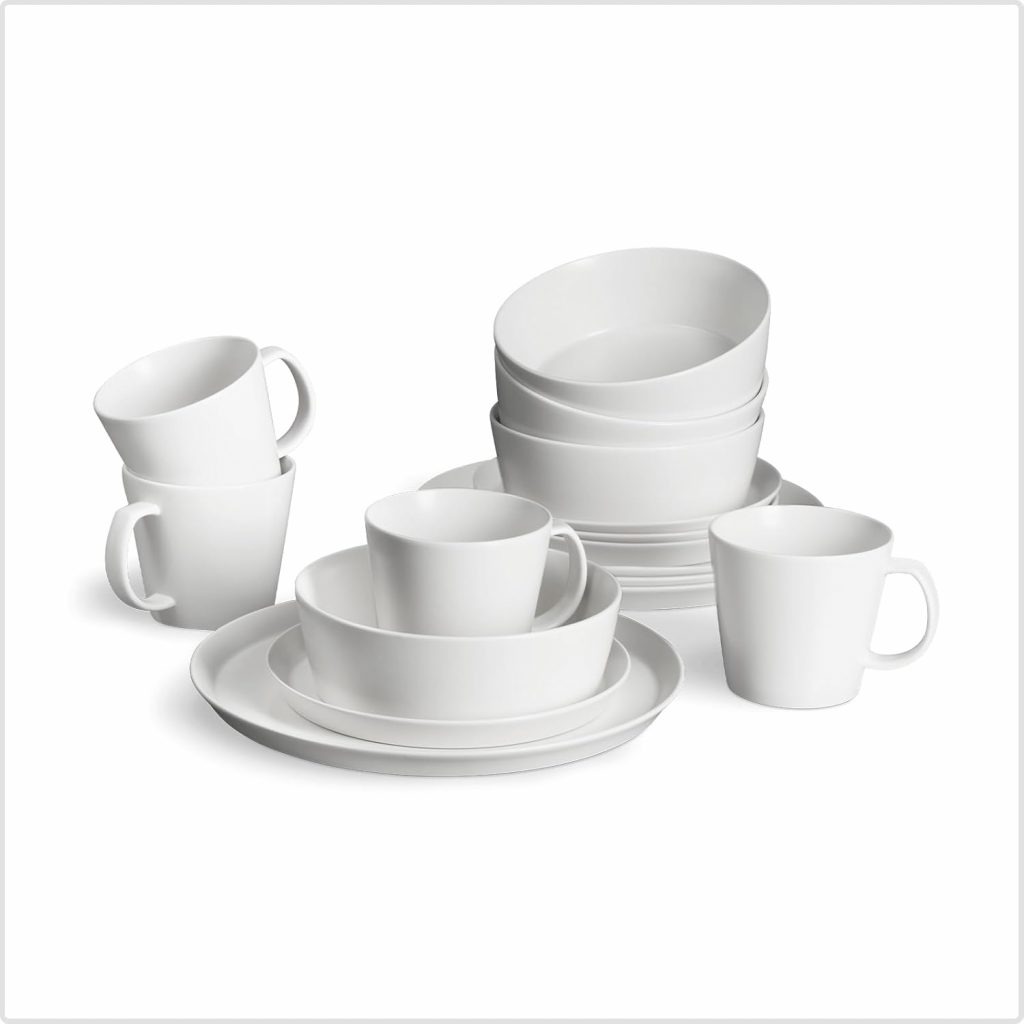 SPRINGLANE Geschirrset 16-tlg. Sweet Scandi, Weißes Geschirrservice für 4 Personen aus New Bone Keramik, skandinavisches Design, matt