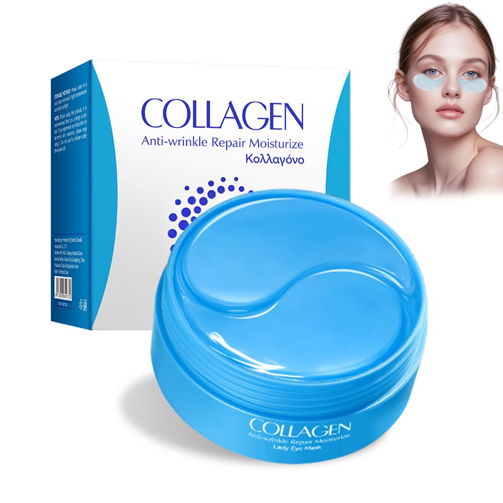 👑 60 Pcs Augenpads,Augenpads Gegen Augenringe,Mit Hyaluron & Kollagen für Anti-Aging,Mindern Falten und Schwellungen Mit Kühlend Feuchtigkeit