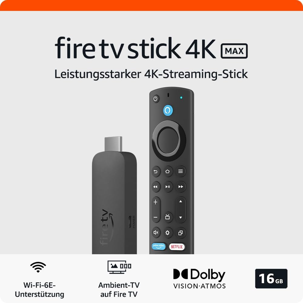 Amazon Fire TV Stick 4K Max, unterstützt Streaming über Wi-Fi 6E, Ambient-TV