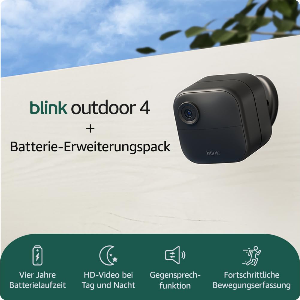 Blink-Kamera Outdoor 4 + Batterie-Erweiterungspack | Kabellose intelligente HD-Sicherheitskamera, vier Jahre Batterielaufzeit, funktioniert mit Alexa | 3-Kamera-System | IP65105,99€ statt 304,96€➡️ https://www.amazon.de/dp/B0F2B38GP4/?tag=preisfehlerheute-21