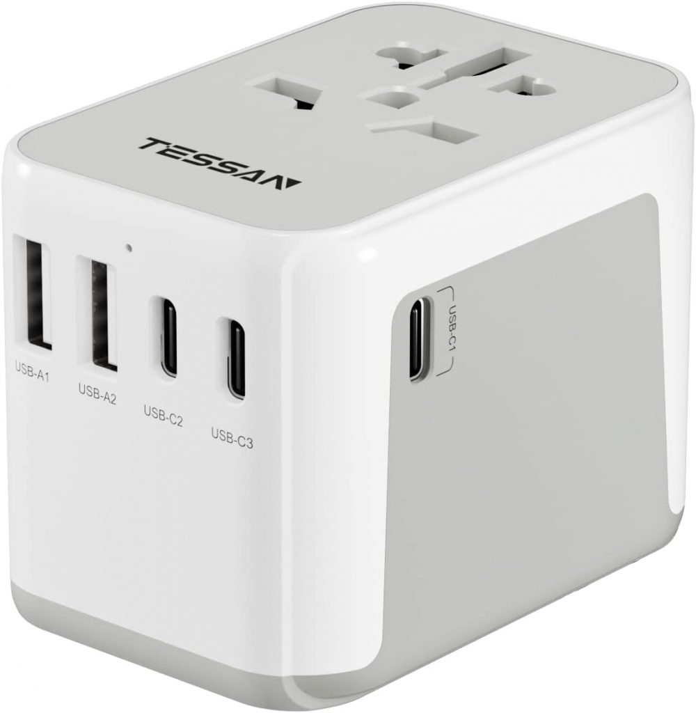 TESSAN Reiseadapter Weltweit, Universal Reiseadapter mit 2 USB A und 3 USB C, Internationaler Steckdosenadapter, Reisestecker Adapter Weltweit für USA England Japan Thailand Australien, Travel Adapter
