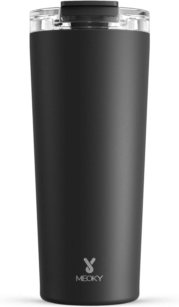 Meoky 700ml Kaffeebecher to go Thermo mit 10 Auslaufsicher Deckel, Thermobecher Edelstahl, 8h Heiß und 24h Kalt, Passt in den Auto-Getränkehalter (Nacht)