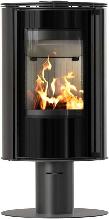 KRATKI Kaminofen ERIK 5,5 kW – freistehender Holzofen aus Stahl mit Sockel, Ø150 mm Rauchabgang, Türfeder, HKI-zertifiziert, ECODESIGN, BImSchV 2, effiziente Wärme, umweltfreundlich, modernes Design