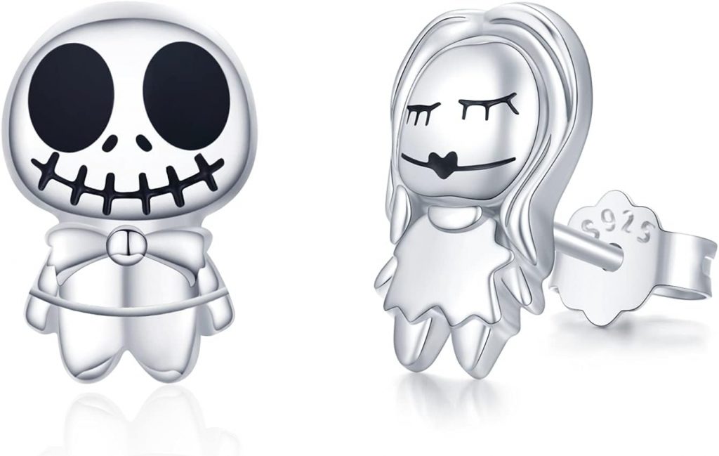 Totenkopf Ohrringe Weihnachtsohrringe,Schädel Ohrstecker 925 Sterling Silber Halloween Ohrringe Schmuck Geschenk für Damen