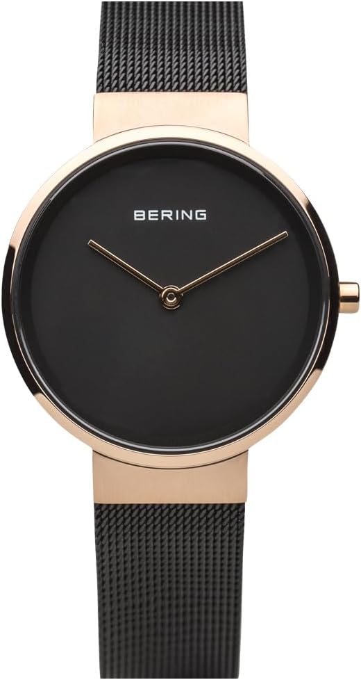 BERING Damen Quarz Uhr Armbanduhr 31 mm Edelstahlgehäuse und Zifferblatt Milanaisearmband Saphierglas 5 ATM 145