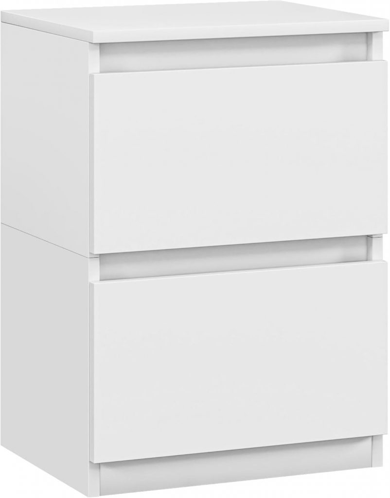 HOMCOM Nachttisch mit 2 Schubladen, Nachtschrank Nachtkommode mit Stauraum, Beistelltisch für Wohnzimmer Schlafzimmer, ca. 40 x 32 x 56 cm, Weiß