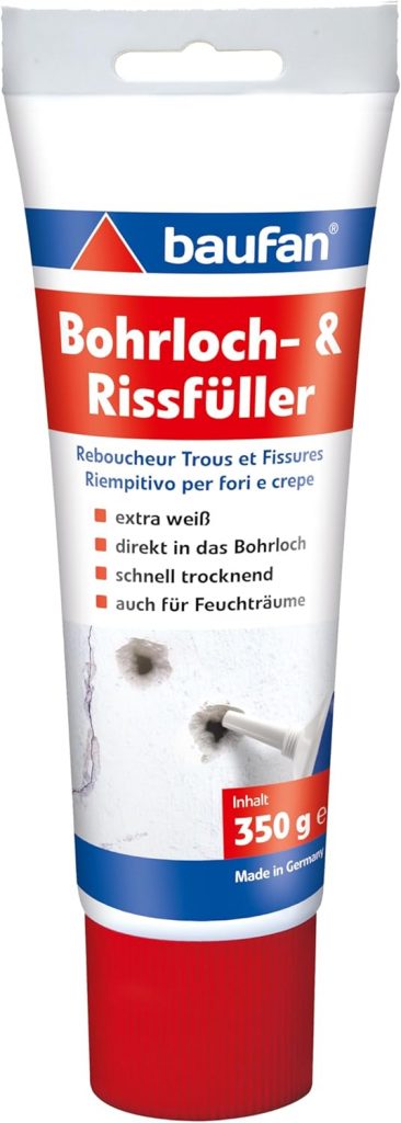Baufan Bohrloch- und Rissfüller Weiß 350g I Schnell erhärtende Spachtelmasse I Bohrloch Füllung für innen & außen I…