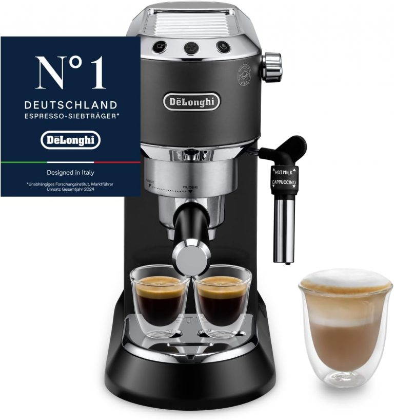 🤴 De'Longhi Dedica Style - Perfetto Kompakte Siebträgermaschine Espressomaschine mit Tasten, manuellem Milchaufschäumer für Espresso und Cappuccino, ESE Pad geeignet, 15cm breit, Schwarz (EC685.BK)123,50€ statt 199,00€ - 38,00 % 🔥🚚 Verkauft durch Amazon und Versand durch Amazon43,988 Bewertungen: 4.2 / 5.0 ⭐️⭐️⭐️⭐️🛒 zu Amazon https://www.amazon.de/dp/B06X3Z9MF3/?amp%3Btag=preisfehlerheute-21&amp%3Bth=1&amp%3Bpsc=1&tag=preisfehlerheute-21