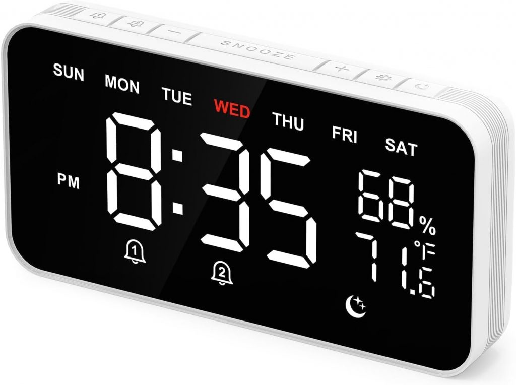 👑 Dekala Digitaler Wecker mit Großem LED Display, Doppelalarmen, Snooze, Temperatur und Luftfeuchtigkeitssensor, Automatisch Dimmbar, Ideal für Schlafzimmer Kinder und Senioren, Netzbetrieb19,79€ statt 32,99€ – 41,0 🔥🚚 Verkauft von DGJK-EU und Versand durch Amazon129 Bewertungen: 4.4 / 5.0 ⭐️⭐️⭐️⭐️🛒 zu Amazon https://www.amazon.de/dp/B0DLK51F4M/?th=1&tag=preisfehlerheute-21#038;psc=1&tag=preisfehlerheute-21