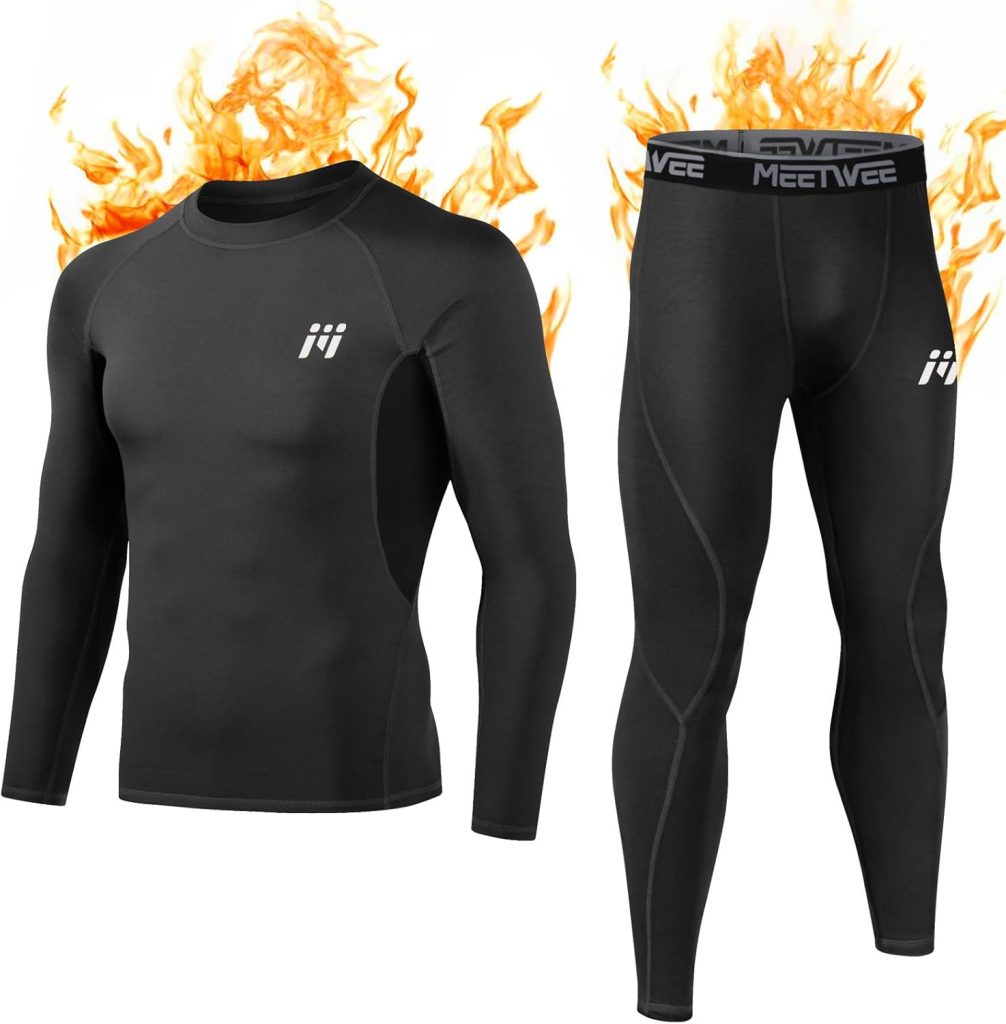 MEETWEE Thermounterwäsche Funktionsunterwäsche Herren, Skiunterwäsche Winter Suit Atmungsaktiv Lange Thermo…