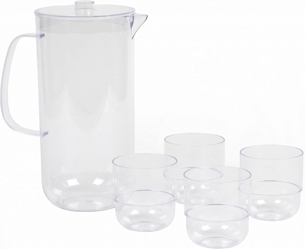 Cambridge CM07658GEU7 Fete 5-teiliges Gläser- und Kannenset - Stapelbares Design, Wasserkaraffe mit Deckel, BPA-freier Kunststoff, ideal für Partys, Vacatio, Ferienhäuser und Picknicks, klar8.60€ ➡️ https://www.amazon.de/dp/B09SBMLSSN/?tag=preisfehlerheute-21