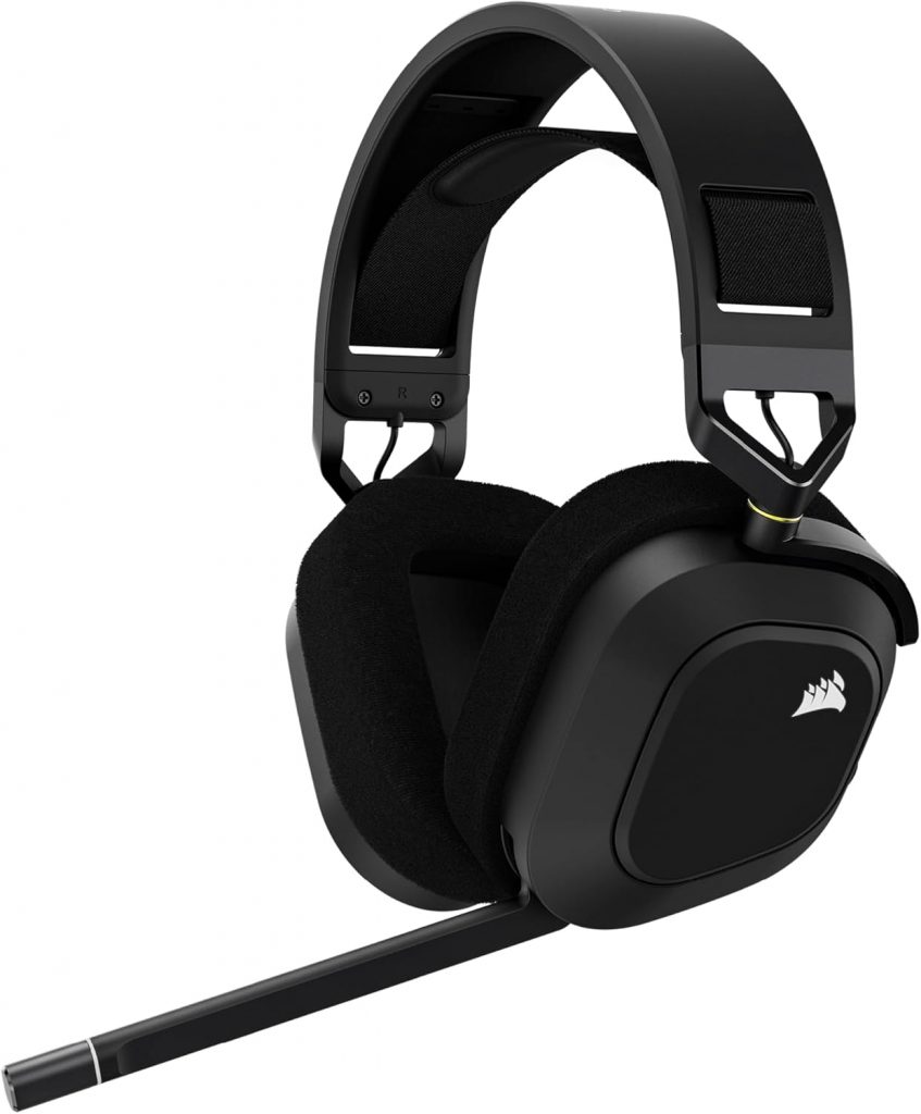 🤴 Corsair HS80 RGB Wireless Multiplattform-Gaming-Headset – Dolby Atmos – Omnidirektionales Mikrofon – iCUE-Kompatibel – PC, Mac, PS5, PS4 – Carbon
