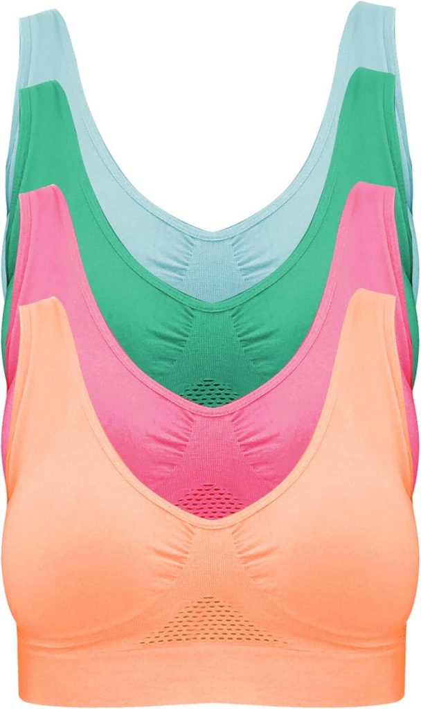 BH ohne Bügel Nahtloser Sport BH im 4er Pack für Sport Freizeit und Beruf