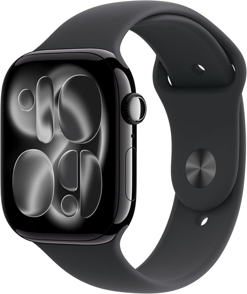 Apple Watch Series 11 GPS + Cellular 46 mm Smartwatch mit Aluminiumgeh&auml;use in Diamantschwarz und Sportarmband in Schwarz (S/M), Schlafindex, Fitnesstracker, Gesundheits&uuml;berwachung, Always-On Display