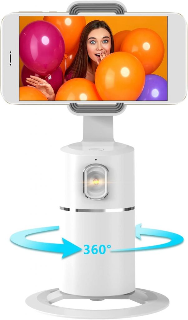 Handyhalterung für Smartphone,360 ° Drehbar Gesichts Tracker【Keine APP Erforderlich】 Selfie Stick,Geeignet Handyhalter für iPhone Android Live Broadcast/Video/Vlog Handy Ständer…Weiß