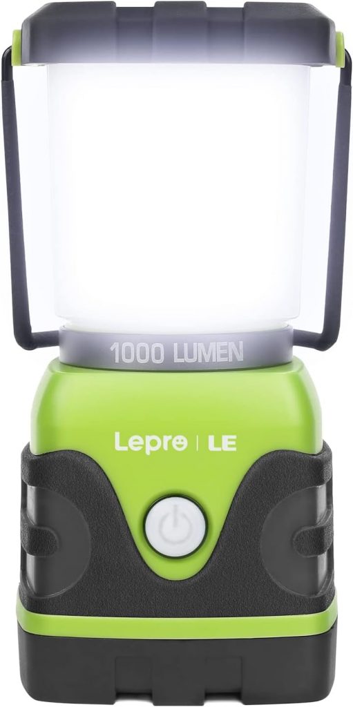 🤴 LE LED Campinglampe, Ultra Hell 1000 Lumen, 3 Helligkeiten Dimmbar Suchscheinwerfer, Batteriebetrieben Notfallleuchte für Stromausfällen, Wandern, Notfall, Ausfälle und so weiter