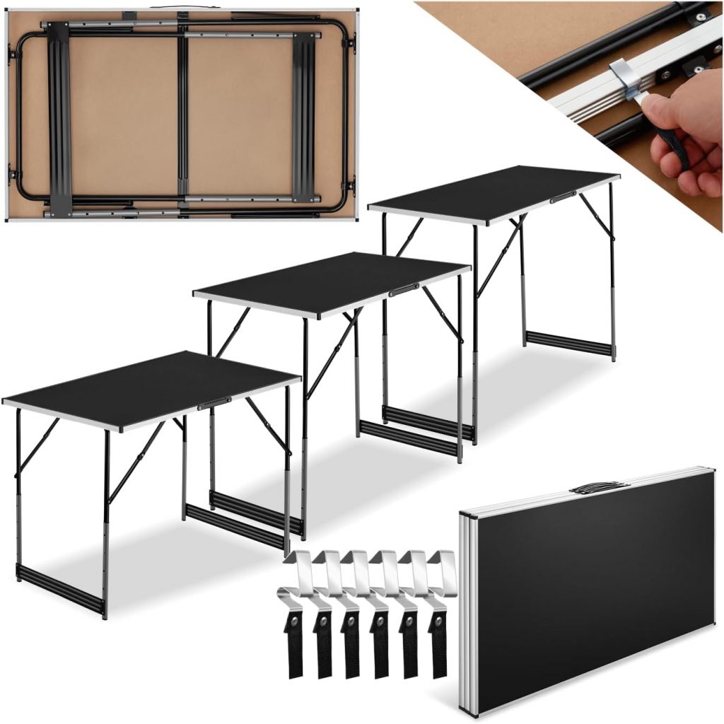 tectake Alu Tapeziertisch 3 teilig, Multifunktionstisch, Mehrzwecktisch, Campingtisch, 100 x 60 cm, Partytisch, Flohmarkttisch, Arbeitstisch klappbar, höhenverstellbar, MDF Platten – schwarz55,49€ statt 68,79€➡️ https://www.amazon.de/dp/B00KQHHR62/?tag=preisfehlerheute-21
