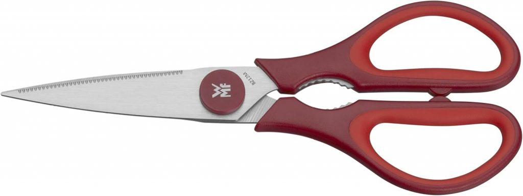 🤴 WMF Touch K&uuml;chenschere 21 cm, Haushaltsschere mit S&auml;geschliff, Schere K&uuml;che, Cromargan Edelstahl, Softgriff, rot