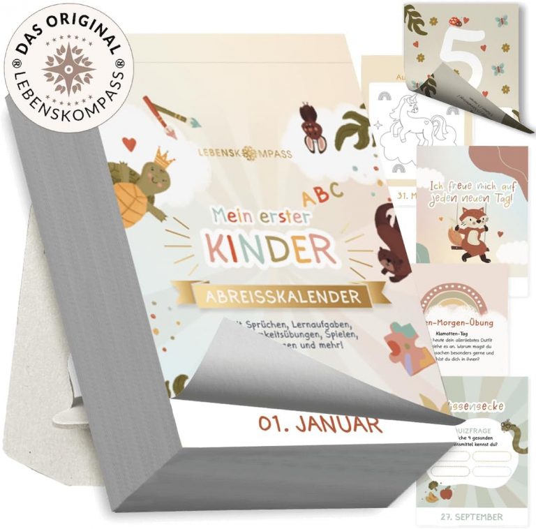 👑 Lebenskompass Abreißkalender für Kinder undatiert - 365 Tage Achtsamkeit für Kinder – mit Kurzgeschichten, Rechen- & Schreibaufgaben, Spielen, Quizfragen und mehr8,99€ statt 19,98€ - 56,00 % 🔥🚚 Verkauft von Lebenskompass und Versand durch Amazon250 Bewertungen: 4.6 / 5.0 ⭐️⭐️⭐️⭐️⭐️🛒 zu Amazon https://www.amazon.de/dp/B0D47L6NQG/?amp%3Btag=preisfehlerheute-21&amp%3Bth=1&amp%3Bpsc=1&tag=preisfehlerheute-21