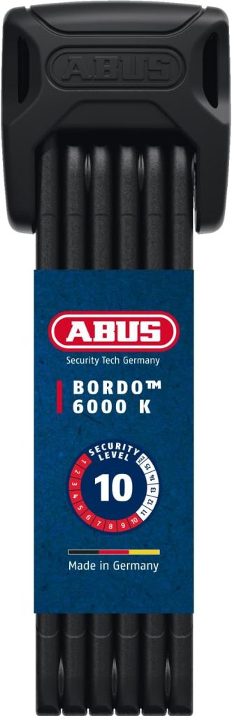 ABUS Faltschloss Bordo 6000K mit SH-Schlosshalter &ndash; Fahrradschloss mit XPlus Zylinder f&uuml;r hohen Manipulationsschutz &ndash; ABUS-Sicherheitslevel 10 &ndash; L&auml;nge 90 cm