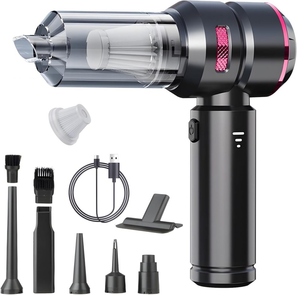 Handstaubsauger Schnurlos, 22000Pa Leistungsstarker Auto Mini Staubsauger, Wiederaufladbar Tragbarer Leichter Staubfänger für Haus Auto Teppich Treppe Haustier Haar Tiefenreinigung (schwarz lila)9.90€