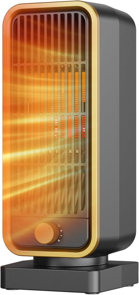 Heizlüfter Klein Energiesparend – 900W Leiser Elektrischer PTC Keramik, 3-Gang heizgeräte, Heater Überhitzungs Und Kippschutz, Elektroheizung für Räume Schlafzimmer
