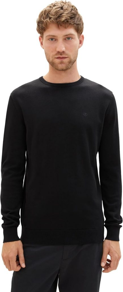 🤴 TOM TAILOR Herren Basic Strickpullover mit Crewneck