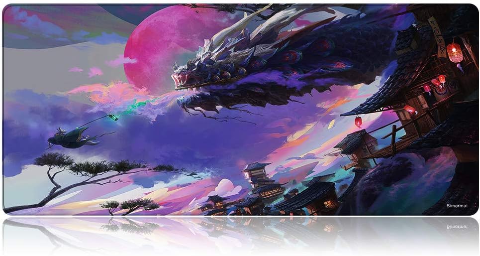 👑 Großes Gaming Mauspad,900x400mm XXL Schreibtischunterlage, Mousepad Gemacht aus Hochwertige Materialien,Verbessert Präzision und Geschwindigkeit (90×40 G24dragon)