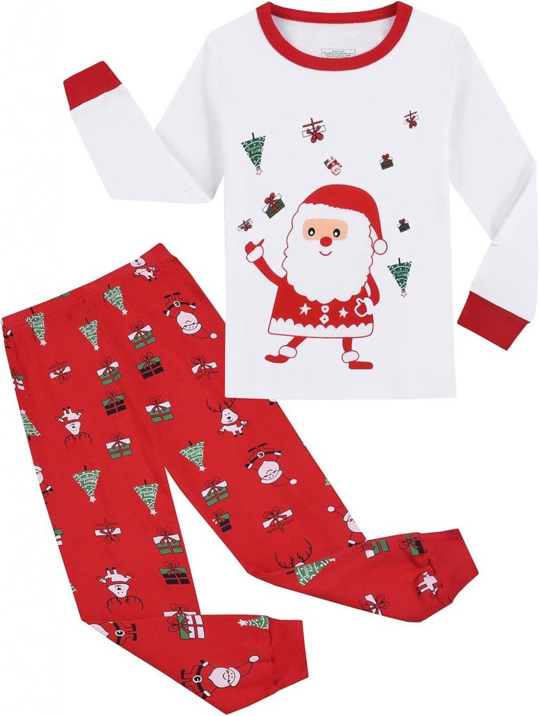 👑 Weihnachten Schlafanzug Jungen Pyjama Mädchen Kinder Weihnachts Schlafanzug Christmas Xmas Langarm Baumwolle Zweiteilig 2-13 Jahre