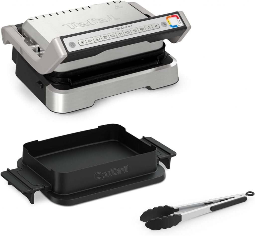 Tefal OptiGrill 4in1 Kontaktgrill mit Backschale, Aufklappbar, Tischgrill, 9 automatische Programme…