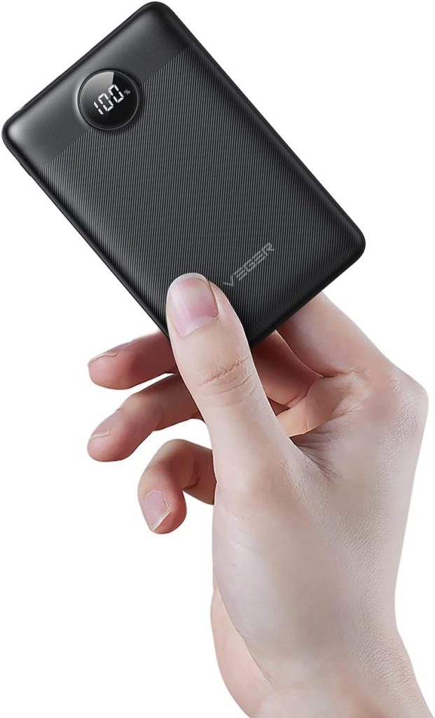 🤴 VEGER Power Bank, 22.5W Mini Powerbank 10000mAh Klein Aber Stark, PD & QC 3.0 USB C Power Bank Externe Handyakkus Schnelles Aufladen Kompatibel mit iPhone, iPad, Samsung, Huawei, Xiaomi usw(Schwarz)