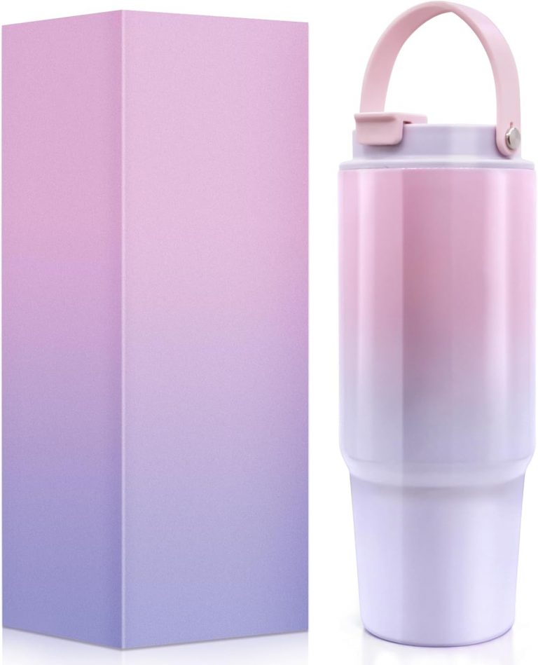 EOPUOZS 30oz Flip Straw Tumbler Trinkflasche Mit Strohhalm, Tragbar Auslaufsicher Thermobecher aus Edelstahl, Sportflasche, Für Heiß- und Kaltgetränke (Farbverlauf Rosa Lila)4.99€ ➡️ https://www.amazon.de/dp/B0FBWQLFP5/?tag=preisfehlerheute-21