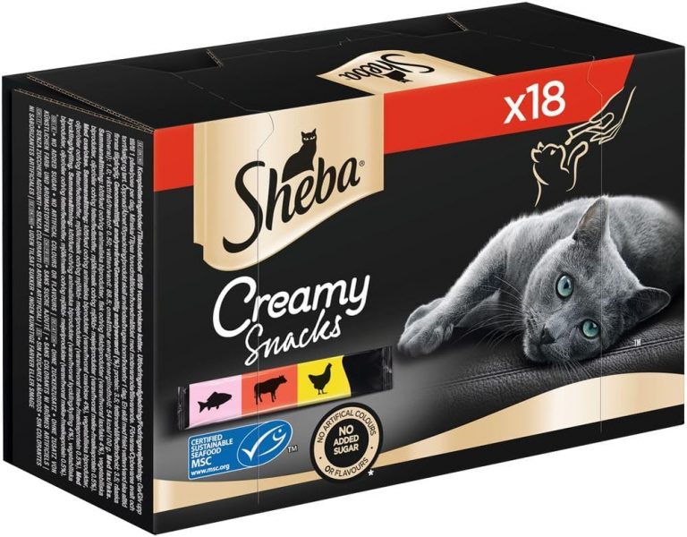 SHEBA Katzensnacks - 18x12g - 18 praktische Katzenleckerlis - in den Varietäten Huhn, Lachs und Rind - 1 Packung3.89€ 🏷️ Coupon anwenden➡️ https://www.amazon.de/dp/B07QMS3631/?tag=preisfehlerheute-21