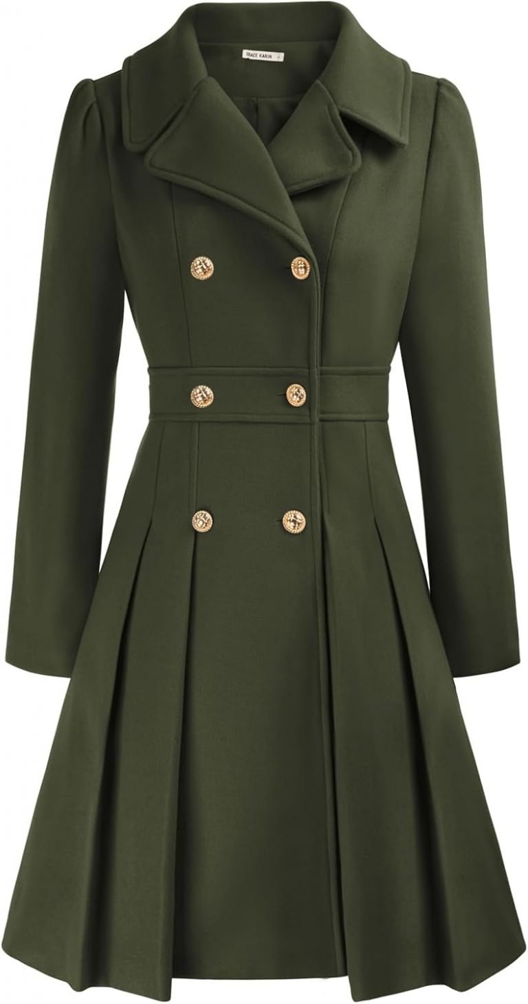 GRACE KARIN Damen Revers Mantel Wintermantel einfarbig Warm Jacke Doppelknopf Langarm Mantel Wintercoat casual style Outwear Armeegrün S CL0977A21-1134.08€ statt 95.99€➡️ https://www.amazon.de/dp/B0CFLDKFN1/?tag=preisfehlerheute-21