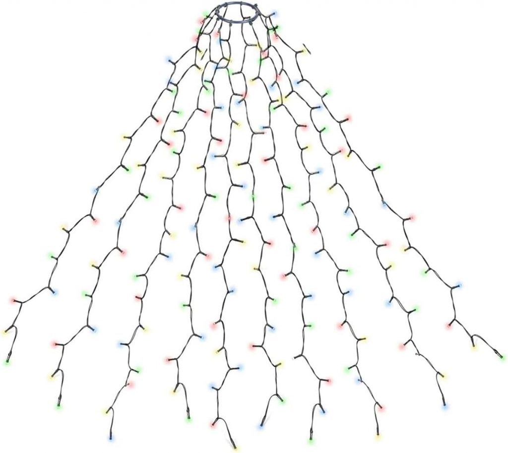 SALCAR 3m Christbaumbeleuchtung mit Ring und 10 Girlanden, 350er LED Weihnachtsbaum Lichterkette Überwurf Wasserdicht für 120cm bis 350cm Tannenbaum, Bunt