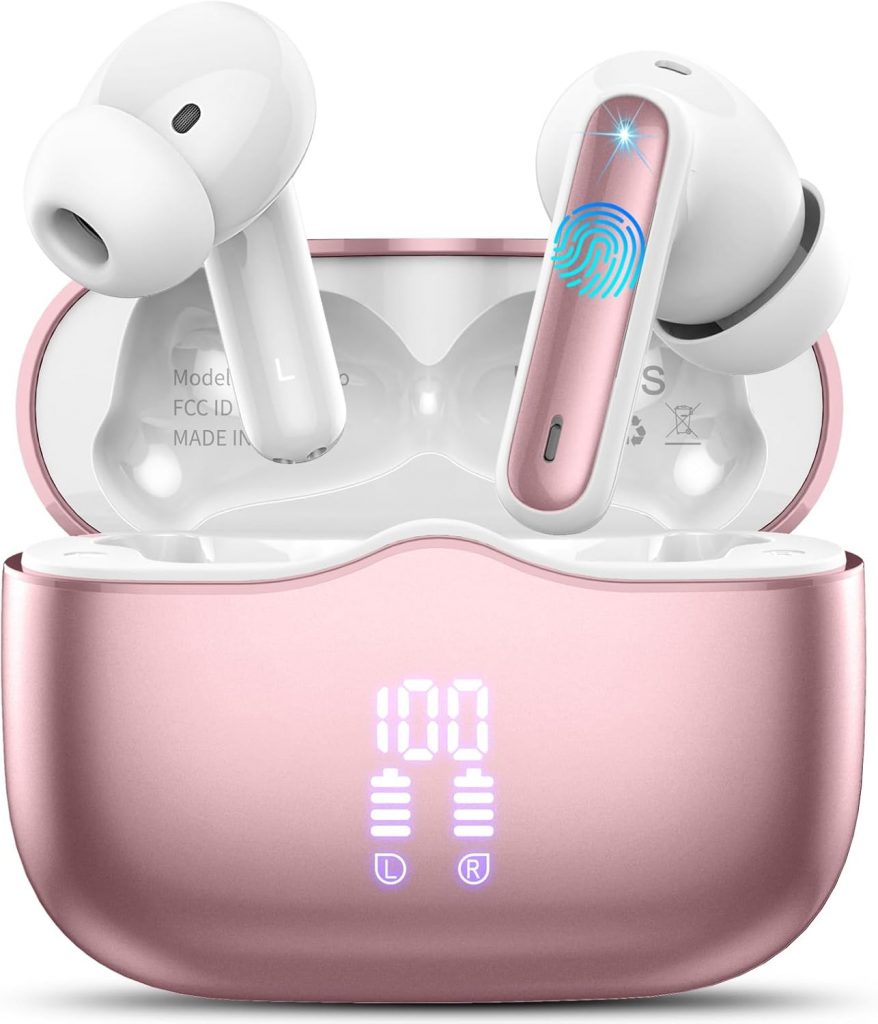 Bluetooth Kopfhörer, In Ear Kopfhörer Kabellos Bluetooth 5.4 mit 4 ENC Noise Cancelling Mics, 2025 Kabellose Kopfhörer 40Std Tiefer Bass IP7 Wasserdicht Sport Ohrhörer für Arbeit und Studium Rose Gold24,99€ statt 129,99€➡️ https://www.amazon.de/dp/B0G3GRSB5V/?tag=preisfehlerheute-21