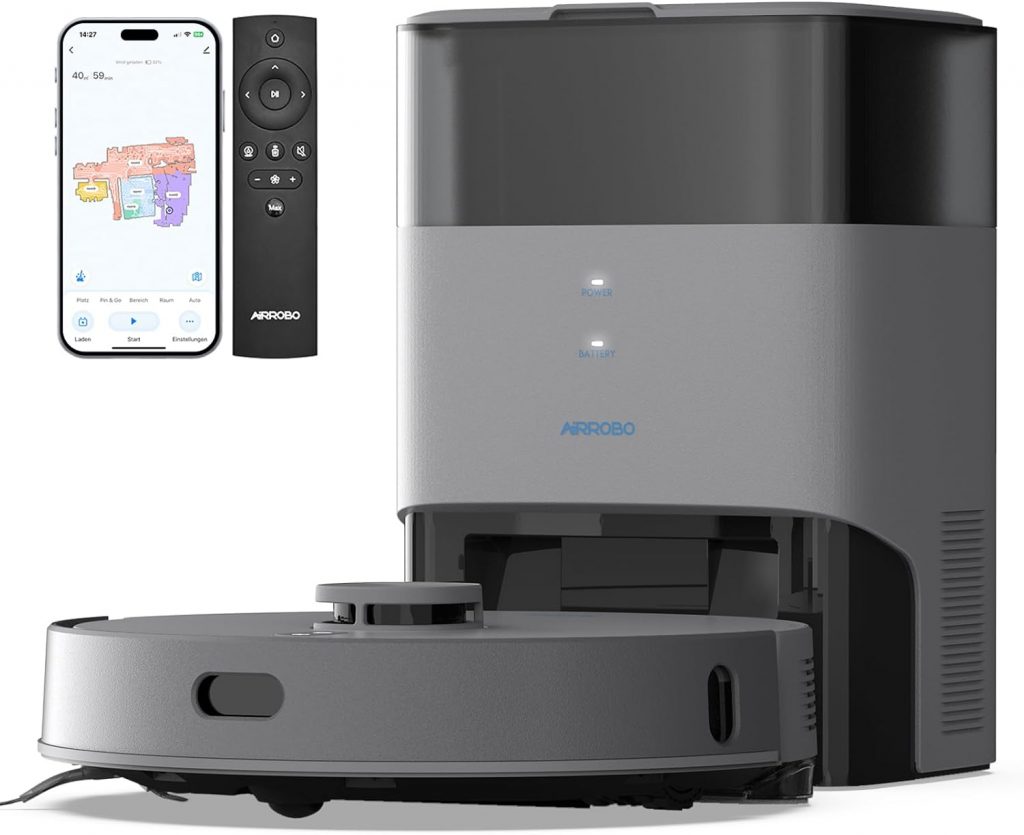 AIRROBO Saugroboter mit Wischfunktion und Absaugstation 3.5L, Staubsauger Roboter 5500Pa, Anti-Tangle-Bürsten, 240Min Laufzeit, LiDAR Navigation, T25+ Roboterstaubsauger für Tierhaare und Teppich🔥 ➡️ https://www.amazon.de/dp/B0DPMBQHDB/?tag=preisfehlerheute-21