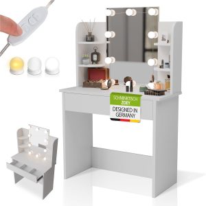 Juskys Schminktisch Zoey mit LED-Beleuchtung, großer Spiegel mit Rahmen, Schublade & Regal, viel Stauraum, pflegeleicht & modern — Weiß49,99€ statt 79,99€➡️ https://www.amazon.de/dp/B0F8NVVPTP/?tag=preisfehlerheute-21