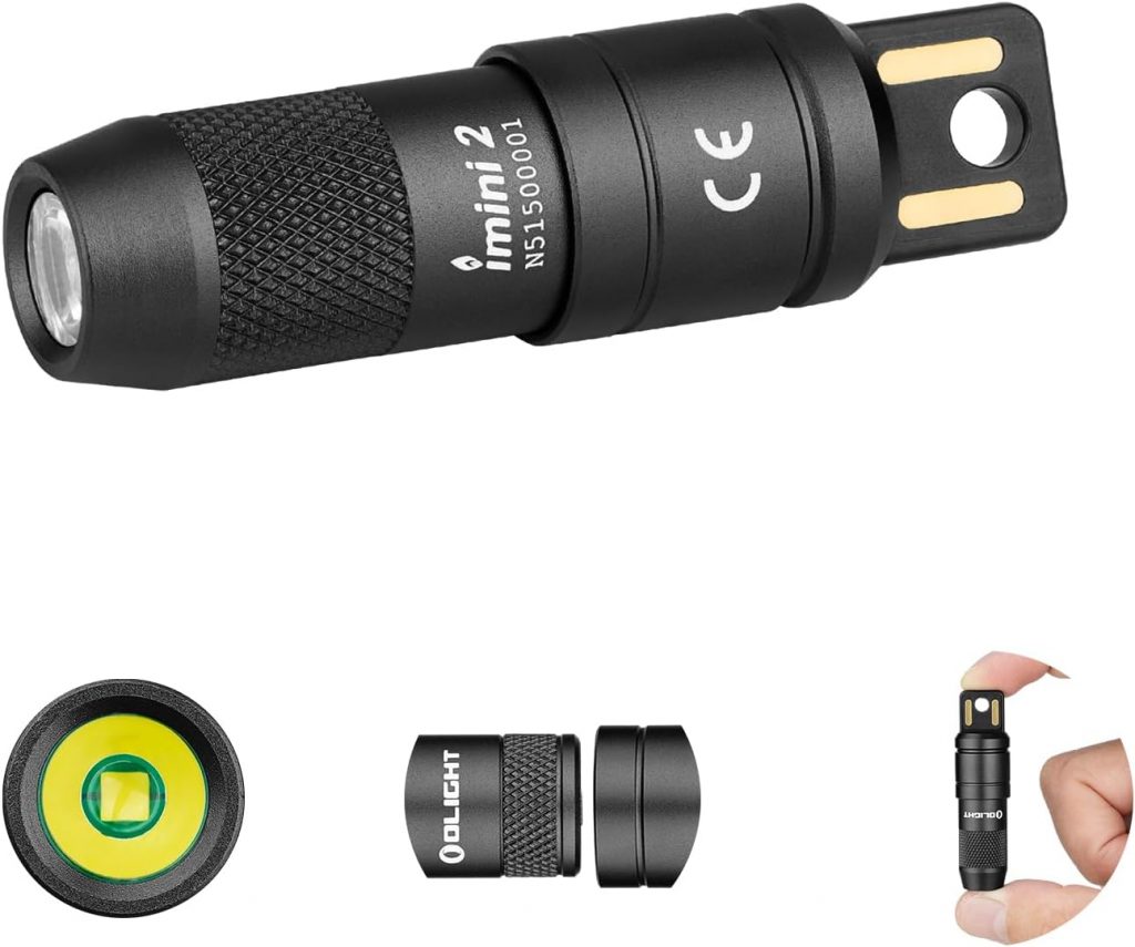 OLIGHT iMini 2 Mini LED USB-Aufladbare Taschenlampe Schlüsselhänger mit magnetischen Basis, 50LM 19,5g EOS Schlüsselbund Handlampe, IPX6 Kleine Flashlight für Camping, Outdoor, Notfälle Schwarz