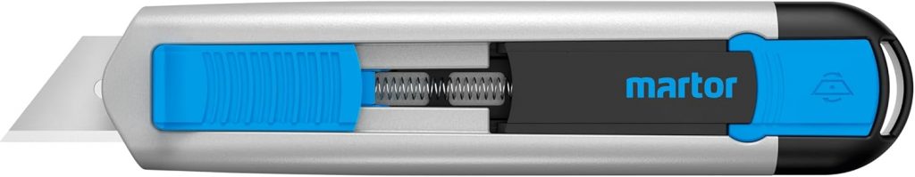 🤴 MARTOR Sicherheitsmesser mit Klingeneinzug, SECUNORM 525, Profi Cuttermesser, Aluminium, Rechts- & Linkshänder