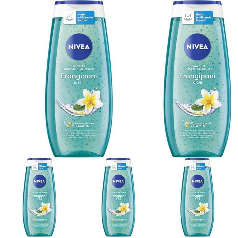 NIVEA Frangipani & Oil Duschgel, pH-hautneutrale Pflegedusche mit belebendem Duft nach Frangipaniblüte, verwöhnende Dusche mit pflegenden Ölperlen (250 ml) (Packung mit 5)9,75€ statt 16,95€➡️ https://www.amazon.de/dp/B0FF5BVB4M/?tag=preisfehlerheute-21