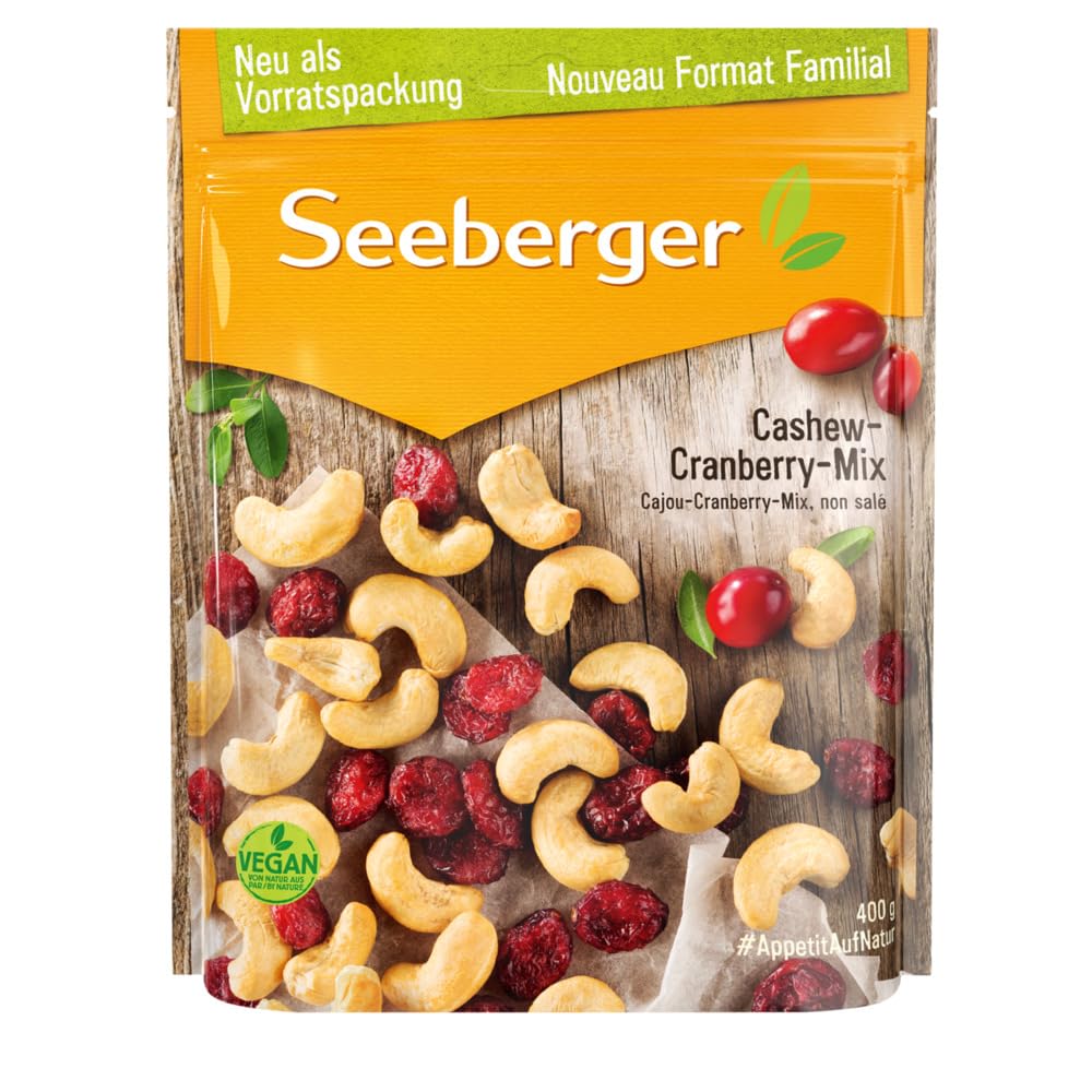 Seeberger Cashew-Cranberry-Mix: Knackige naturbelassene Cashewkerne mit Cranberries - süß-säuerliche Kombination - glutenfrei, vegan (1 x 400 g)3.41€ statt 10.39€➡️ https://www.amazon.de/dp/B0B4VL2YTP/?tag=preisfehlerheute-21