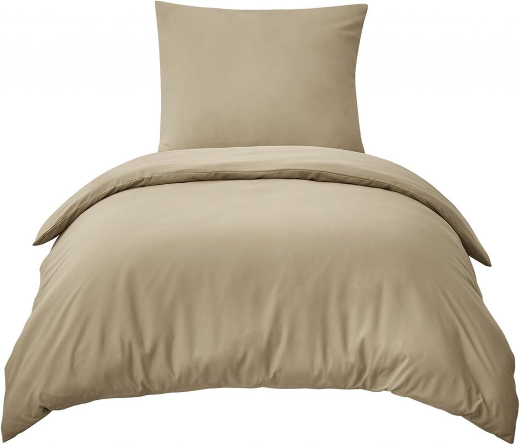 RUIKASI Bettwäsche 155×220 Khaki 2teilig – Polyester Mikrofaser Bettwäsche-Sets Oeko-TEX, Bettbezüge 155 x 220cm + Kissenbezüge 80x80cm mit Reißverschluss, Weich und Bügelfrei